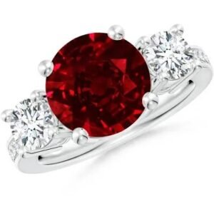 Ruby and Diamond Three-Stone Ring