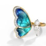Diamond and Enamel Butterfly Ring