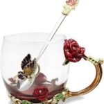 Enamel butterfly flower tea cup