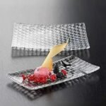 Textured Rectangular Glass Dessert Plate