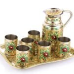 Indian Brass/Steel Minakari Drinkware Set.
