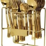 Stainless Steel 24 PCS Cutlery Set with Gold PVD Coating