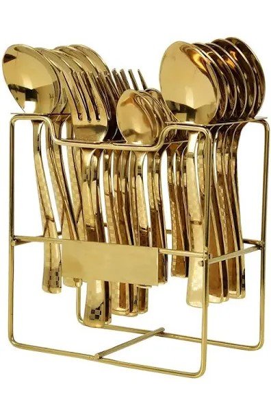 Stainless Steel 24 PCS Cutlery Set with Gold PVD Coating